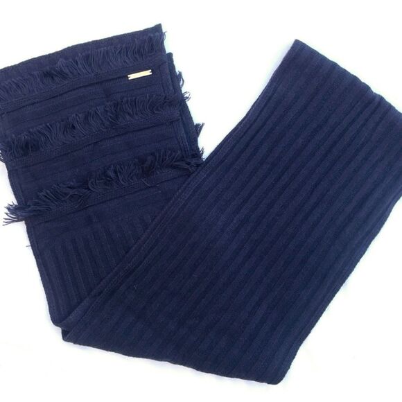 Michael Kors Navy Fringe Muffler Scarf - Picture 5 of 8